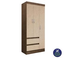 Clóset con 3 Puertas y 2 Gavetas 47 x 76 x 179 cm Color Café y Beige