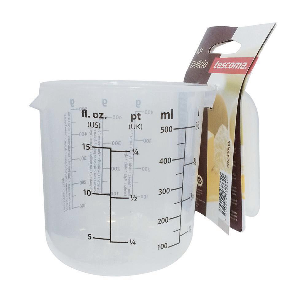 Taza medidora de plástico de 4 tazas para uso en cocina con líneas de  medición en texto negro Taza esmerilada (1 unidad)