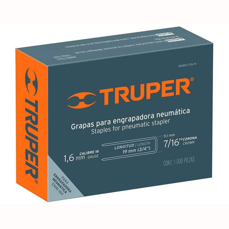 Grapas Para Engrapadora Neumática De 3/4 Plg - Truper