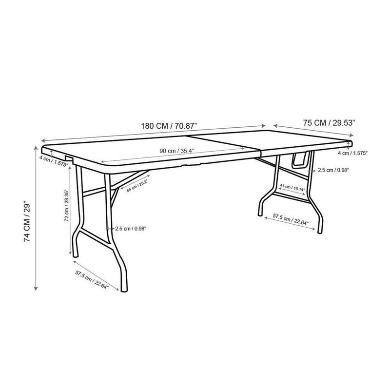 Mesa De Exterior Plegable Plástica Ratán Café 180X70 Cm - Z - Cemaco