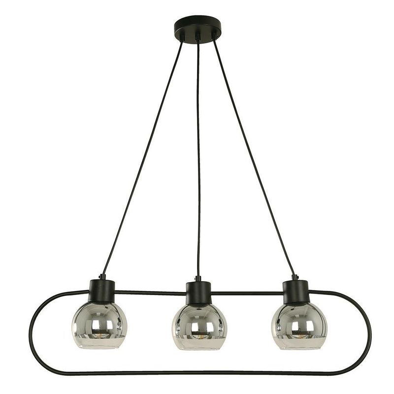 Lámpara Colgante Negra Y Plateado 3 Luces Base E27 40 W - Z