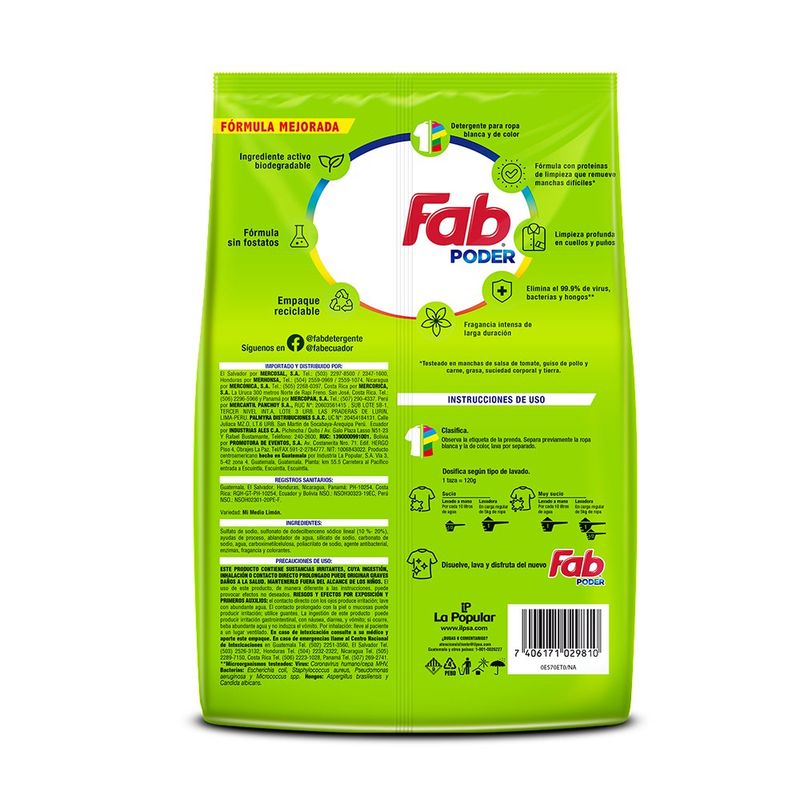 Detergente En Polvo 2.5 Kg - Fab Varias Líneas