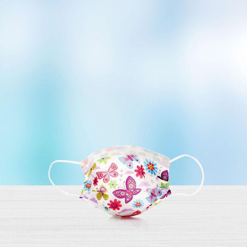Mascarilla Desechable Para Niños Mariposas Blanca- Koala