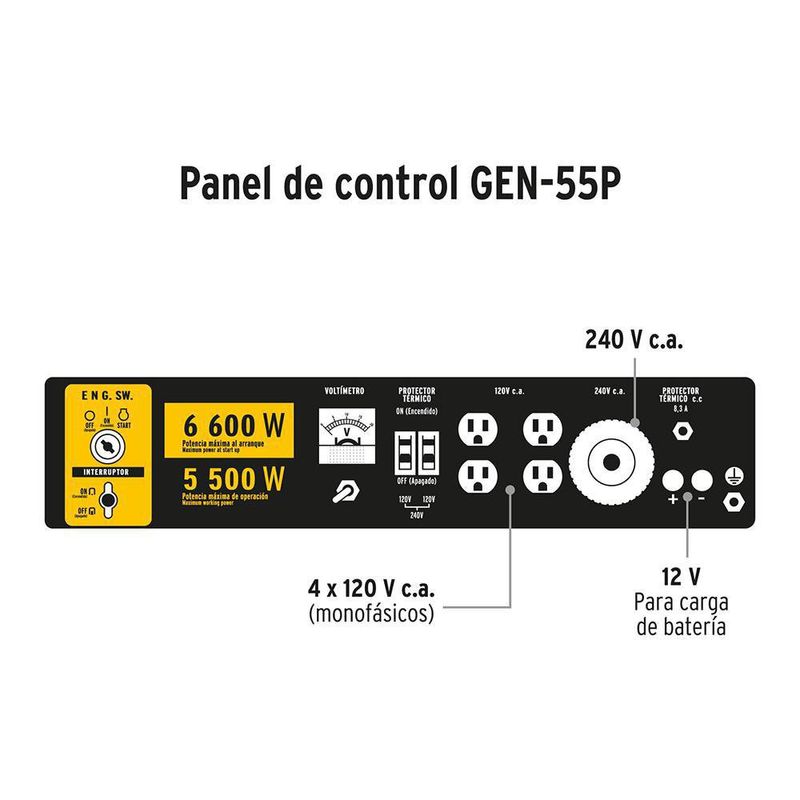 Generador Eléctrico Motor A Gasolina De 5500 W - Pretul