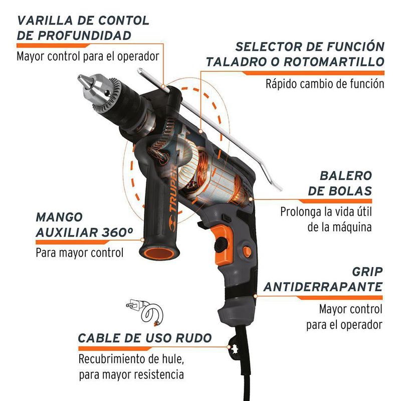 Rotomartillo Industrial De 1/2 Plg 650 W - Truper