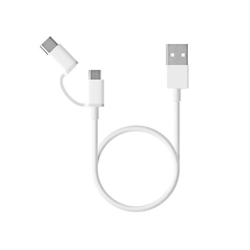 Cable De Carga Micro Usb Tipo C Blanco 2 En 1 - Xiaomi