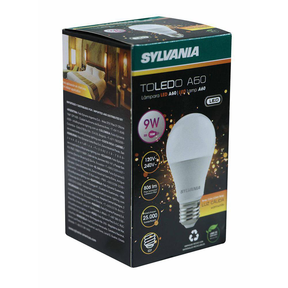 Bombilla Led Toledo A60 9 Watts Luz cálida - Sylvania - Disensa