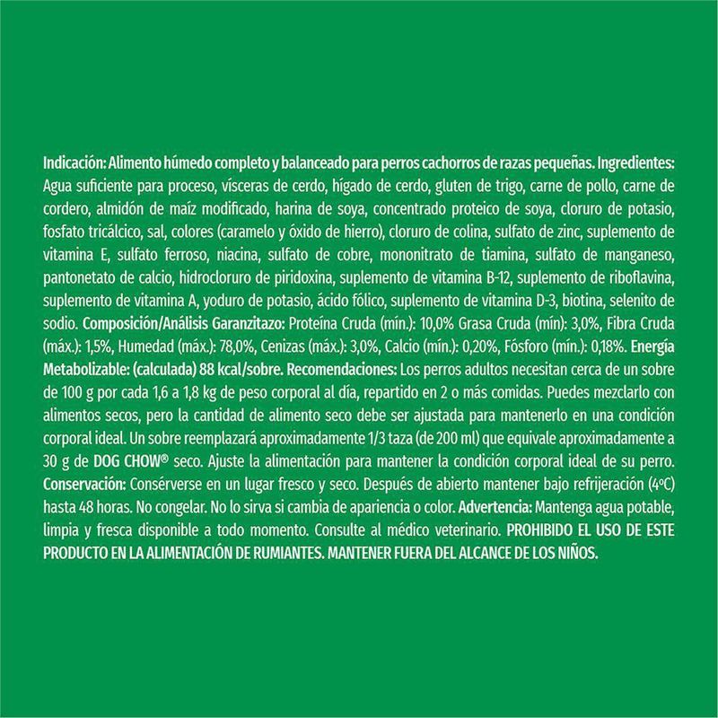 Sobre De Comida Para Perro Adulto Sabor Cordero 100 G - Dog Chow