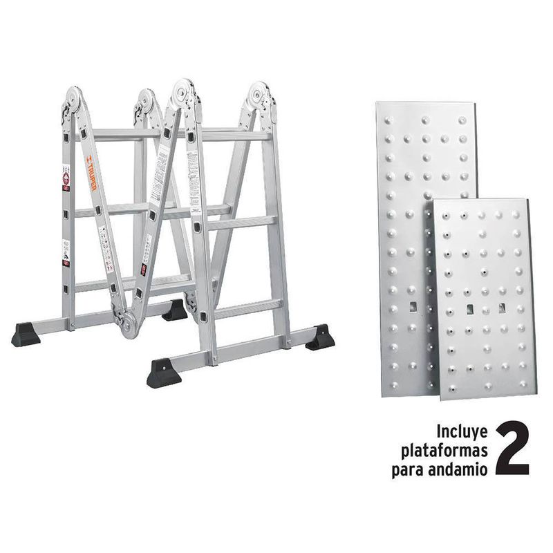 Escaleras Telescopicas 16 Peldaños T3 Max4.6m P9kg Aluminio, Truper 16026