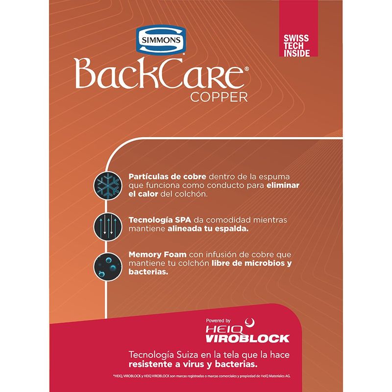 Set De Cama Colchón + Base Backcare - Simmons Varios Tamaños