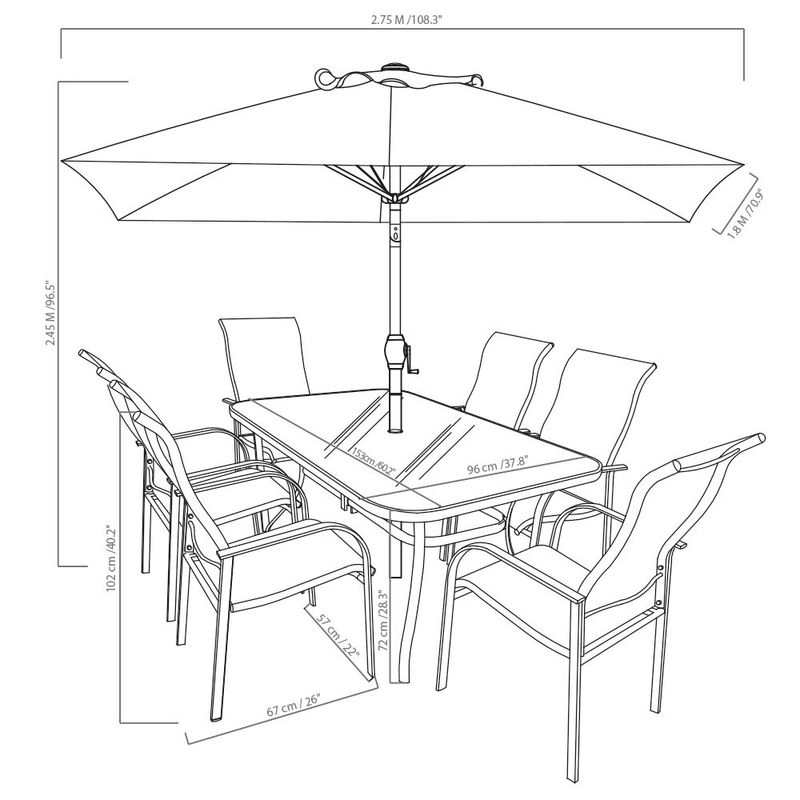 Comedor De Exterior Con Sombrilla Corinta 8 Piezas - Z