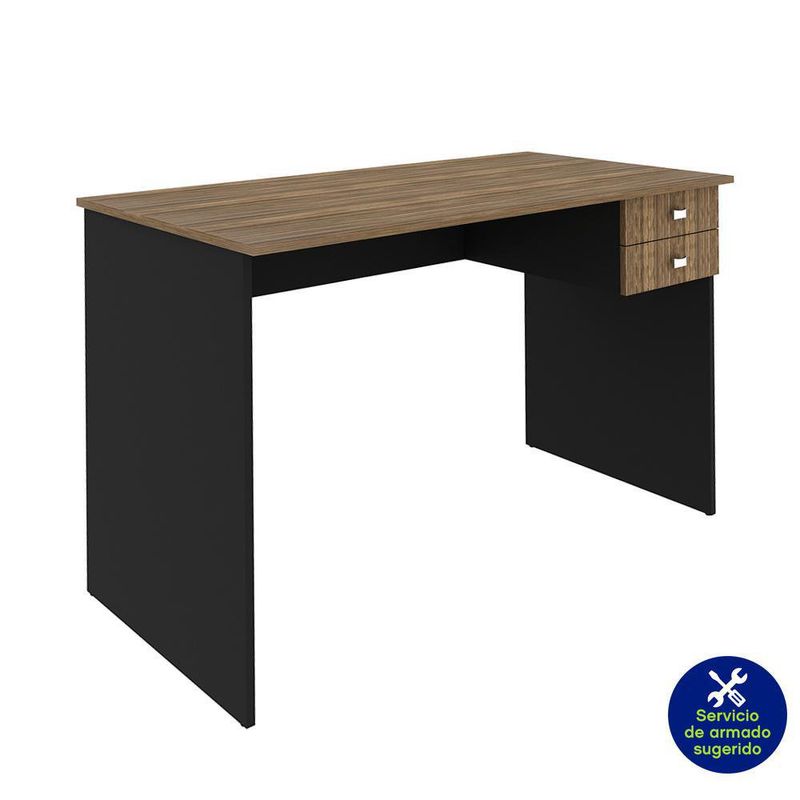 Escritorio Con 2 Gavetas Nogal 74.5X117X60 Cm - Tecnomobili