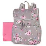 Mochila Pañalera Floral Gris - Baby Essentials