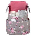 Mochila Pañalera Floral Gris - Baby Essentials