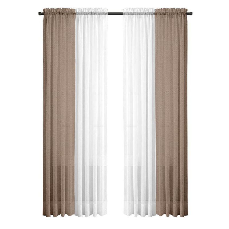Set De 4 Cortinas Taupe + Voile 71X213 Cm - Viva