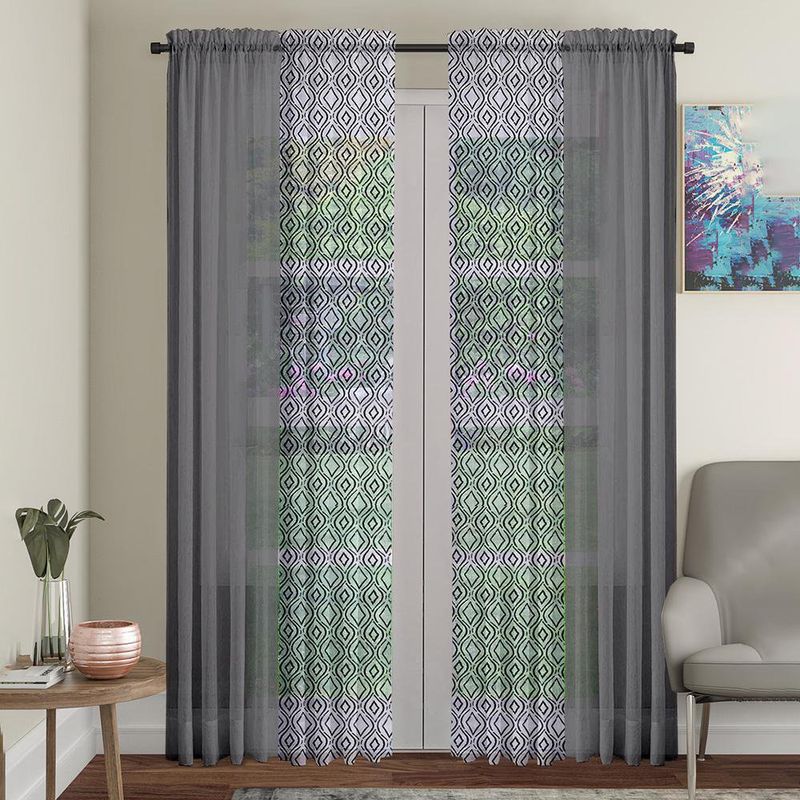 Set Cortinas Argolla 8 Piezas Gris -  - Hogar