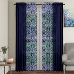 Set De 4 Cortinas Diana Azul + Voile 71X213 Cm - Viva