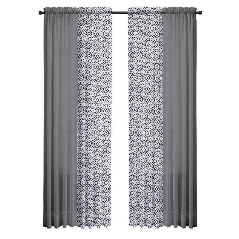 Set De 4 Cortinas Ana Taupe + Voile 71X213 Cm - Viva