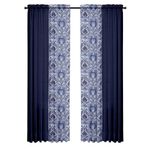 Set De 4 Cortinas Diana Azul + Voile 71X213 Cm - Viva
