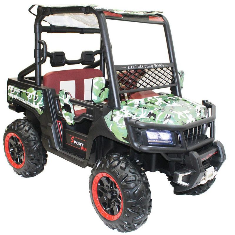 Carro Eléctrico Con Palangana Color Camuflaje Verde - Lider Bike