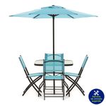 Set-de-Mesa-de-Exterior-con-4-Sillas-y-Sombrilla-Azul