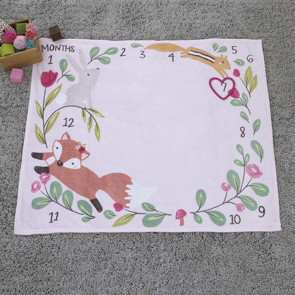 Manta Bebé Hitos Mensuales Bosque Colorido 120x120cm - Fondo Fotográfico Para Sesiones Mes A Mes, Regalo Baby Shower, Algodón Suave