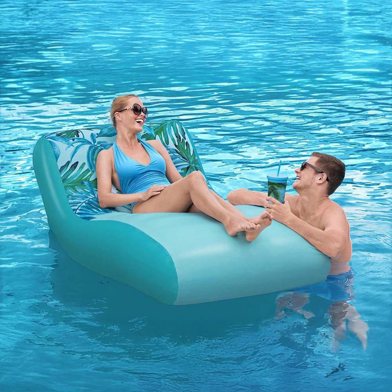 Sillón Inflable de Lujo con Respaldo y Estampado Tropical