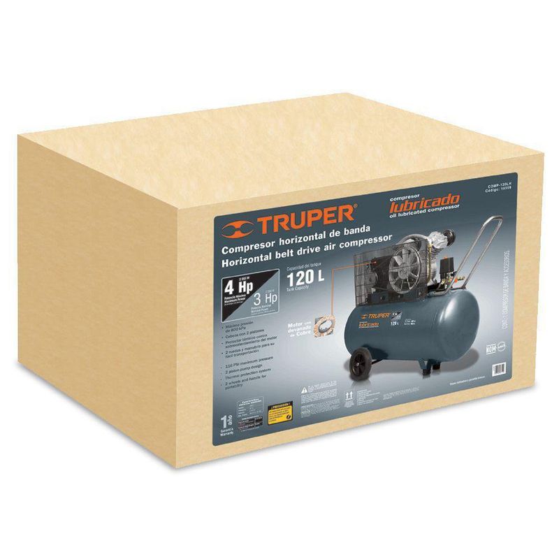 Compresor Horizontal 120 L - Truper