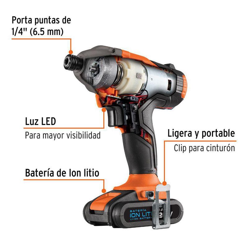 Atornillador inalámbrico 3.6v, 6 puntas y 1 adaptador truper