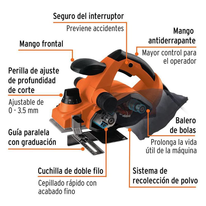 Cepillo Eléctrico De 3 1/4 Plg 850W - Truper