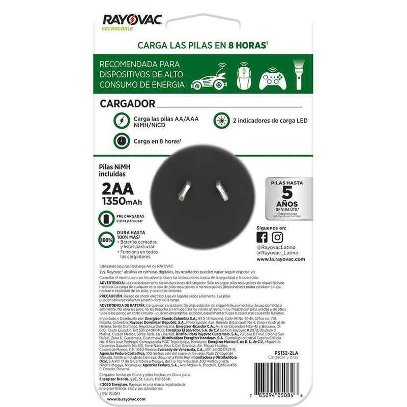 Cargador AA-AAA De 4 Espacios - Rayovac