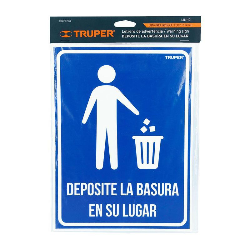 Rótulo De Deposite La Basura En Su Lugar 21 X 28 Cm - Truper