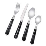 Set De Cubiertos Color Negro De Acero Inoxidable 16 Pzs - Toscana