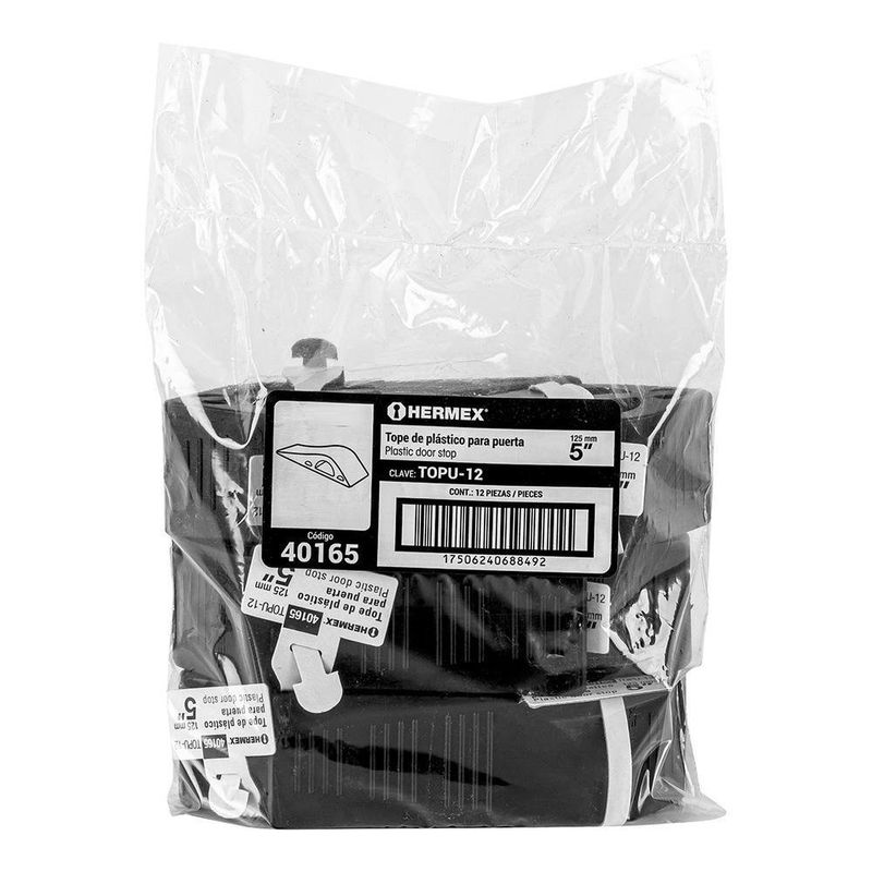 Tope Plástico Para Puerta Negro 12 Cm - Hermex