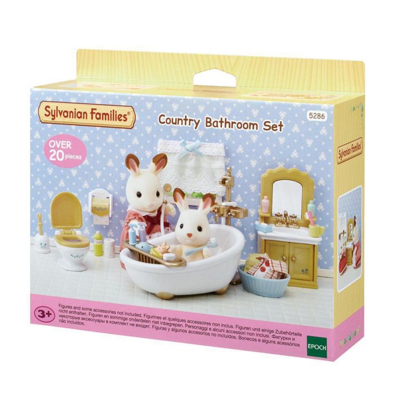 Mini-muñecas-Sylvanian-Families-en-baño-con-accesorios-detallados