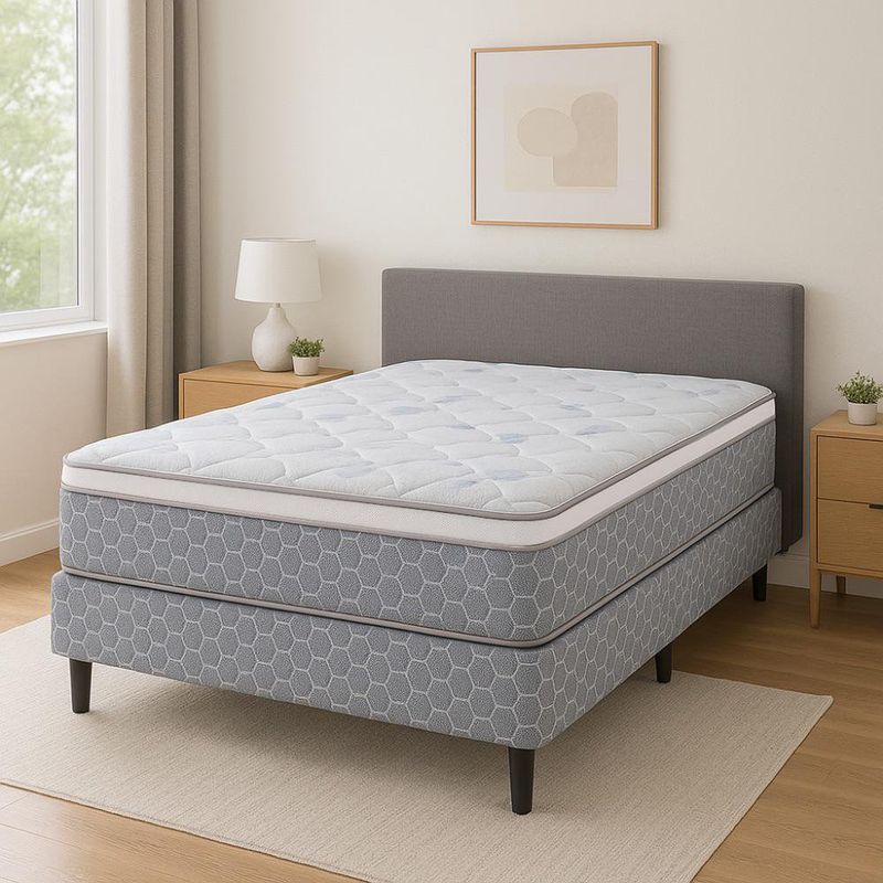 Set De Cama Colchón + Base Deluxe Advance - Indufoam Varios Tamaños