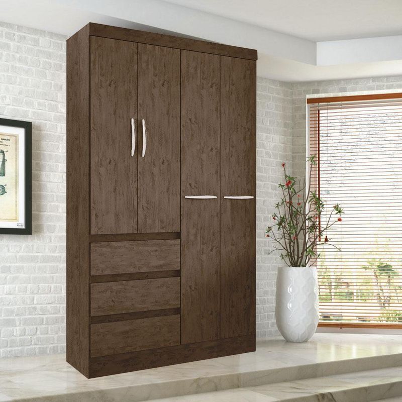 Armario De 4 Puertas Y 3 Gavetas 47X110X197 Cm - Z
