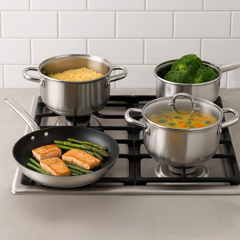 Batería De Cocina De Acero Inoxidable 7 Pzas - Nordika
