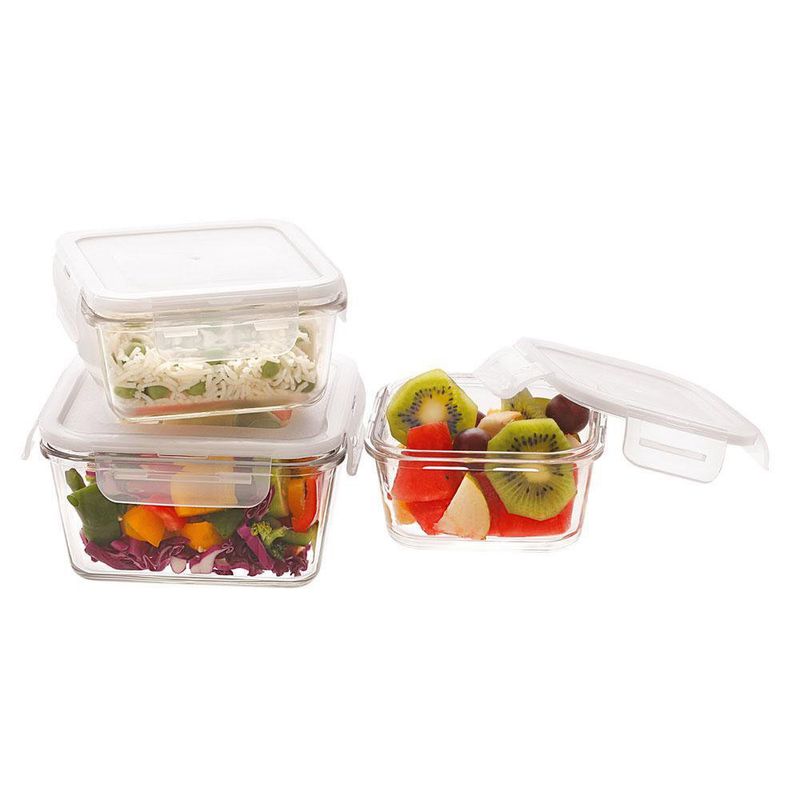 Contenedores de vidrio para preparación de comidas de 1, 2 y 3  compartimentos (paquete de 3, 35 onzas), recipientes de vidrio para  almacenamiento de
