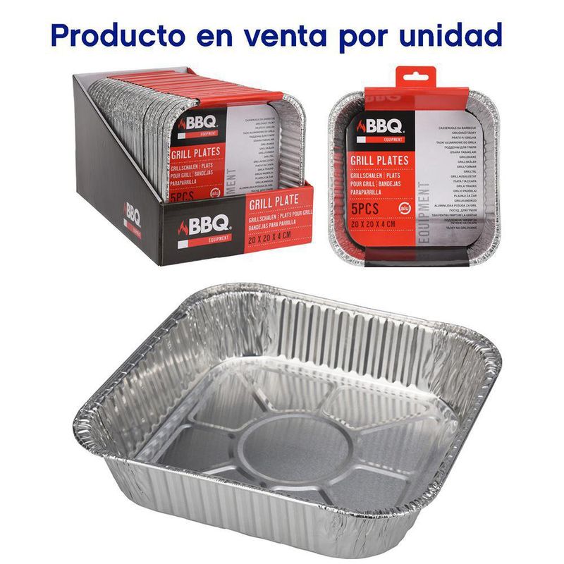 Set De Bandejas De Aluminio 20.5 X 20.5 X 4.6 Cm 5 Pzas