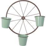 Set De Porta Potes Rueda + 3 Potes Verdes 28 X 13 X 28 Cm - Concepts