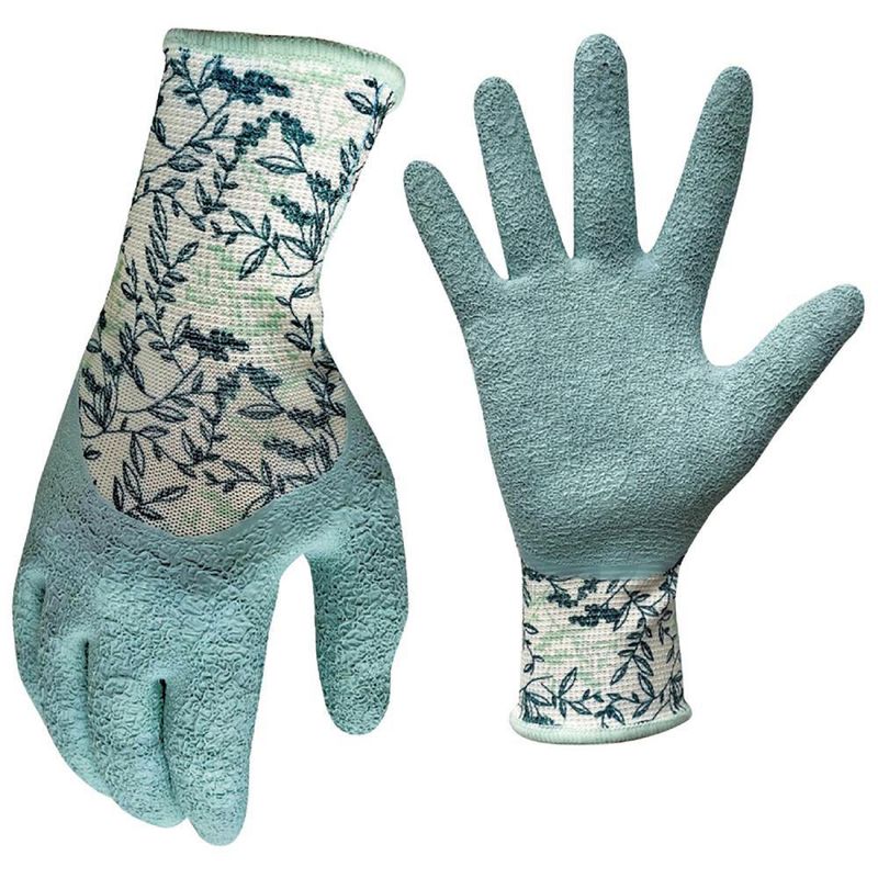 Guantes De Látex Celeste Con Diseño De Flores - Digz Varias Tallas
