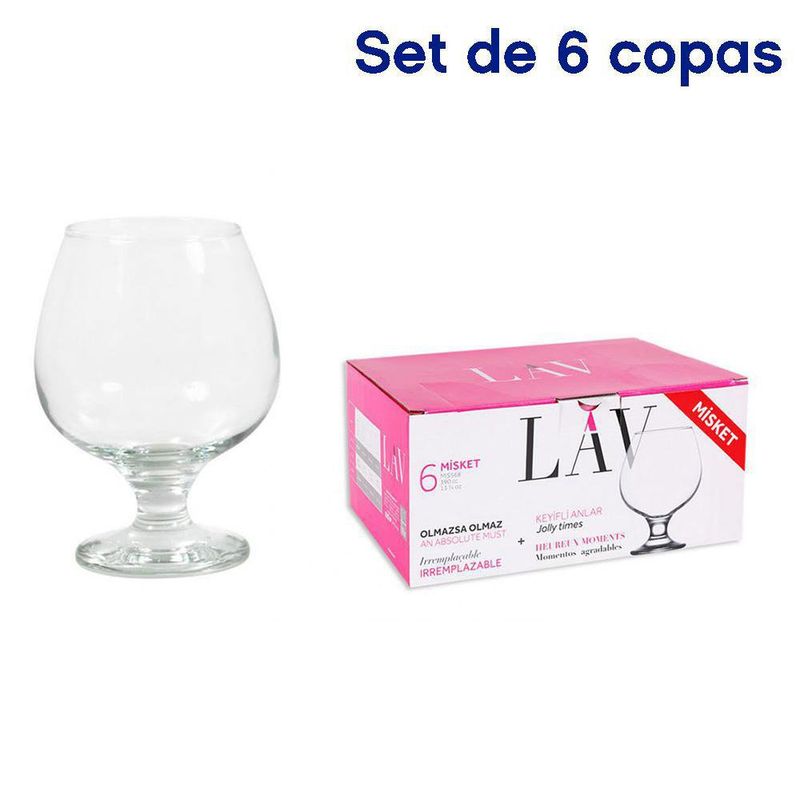 Set De Copas De Vidrio Para Coñac 13.2 Oz 6 Pzas - Lav