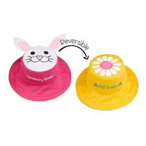 Sombrero Infantil Reversible de Conejito y Flor con Diseño 2 en 1 Talla 2-4 Años