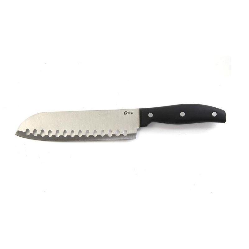Cuchillo Santoku Multiusos 7" Plateado Y Negro Acero Inoxidable - Oster