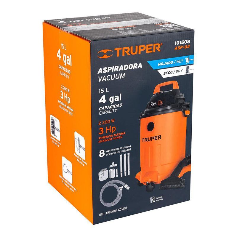 Aspiradora De Contenedor Sólidos Y Líquidos 4 Gal - Truper