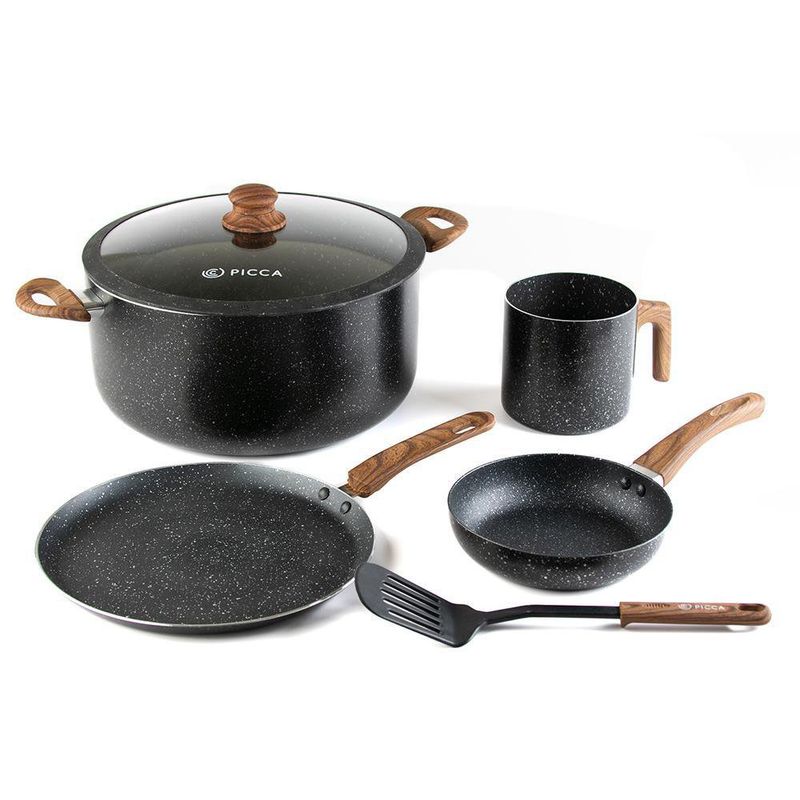Batería De Cocina Con Antiadherente Negro Catania 6 Pzas - Picca