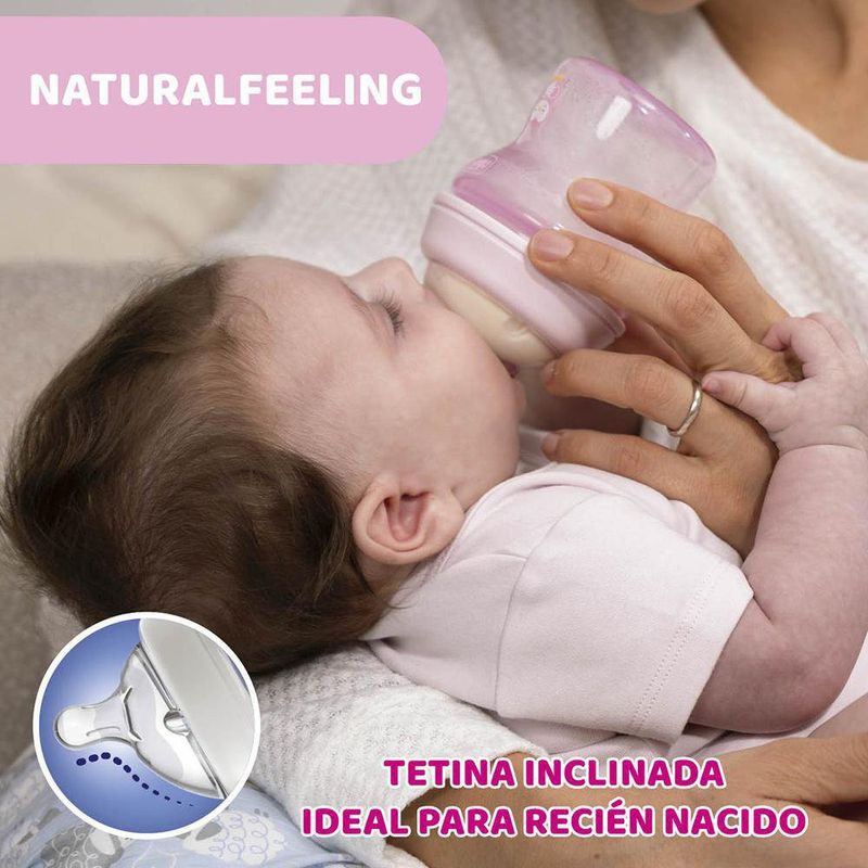 Biberón Chicco Natural Feeling 250 Ml Rosa para Bebé