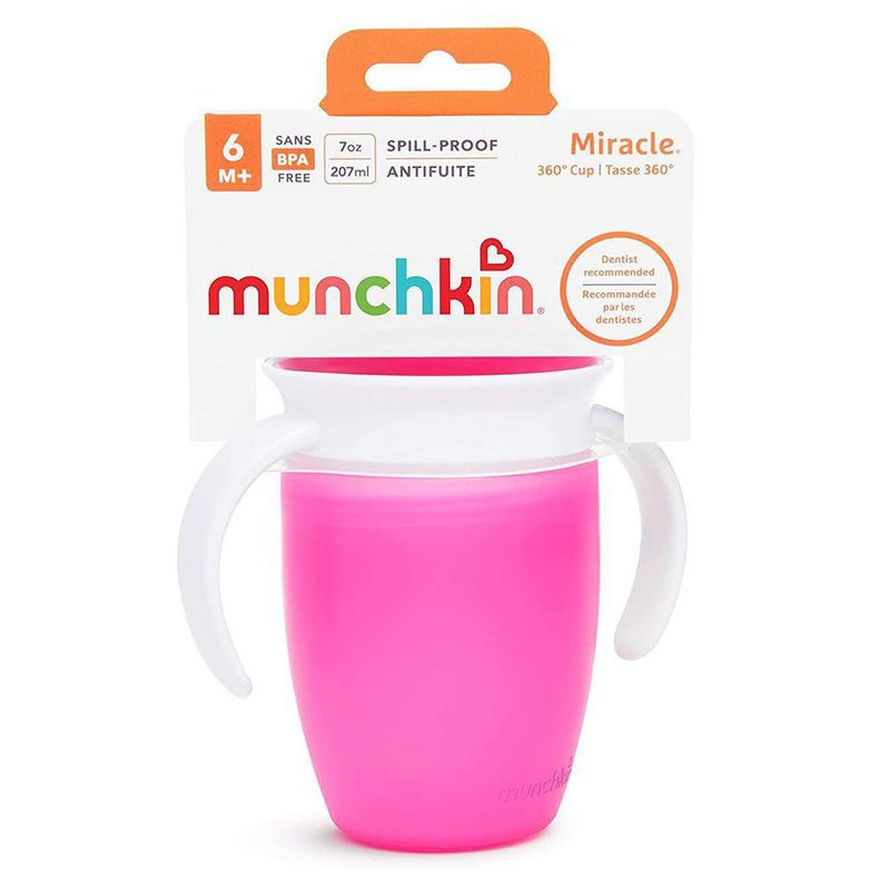 Vaso Entrenador Con Tapa Y Asas Miracle 360° Rosado - Munchkin