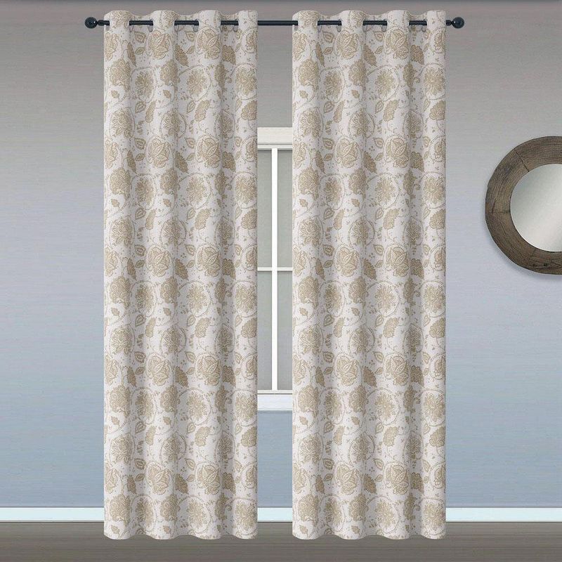 Cortina Estampada Café De 140 x 240 Cm - Viva